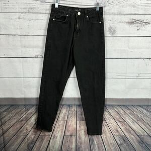 Boohoo Jeans Womens 2‎ Black y2k Mom High Rise tapered Grunge Distressed Faded